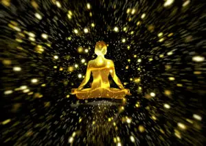 meditating surrounded by a gold aura