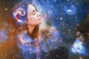 woman on space background