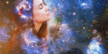 woman on space background