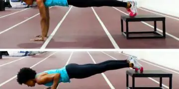 Woman doing Feet Elevated Press Up