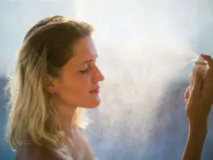 Woman Using Salt Water Face Spray